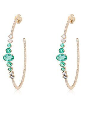 68mm Glamorous Diamond 14K (or 18k upon request) White Gold Chandelier Earrings